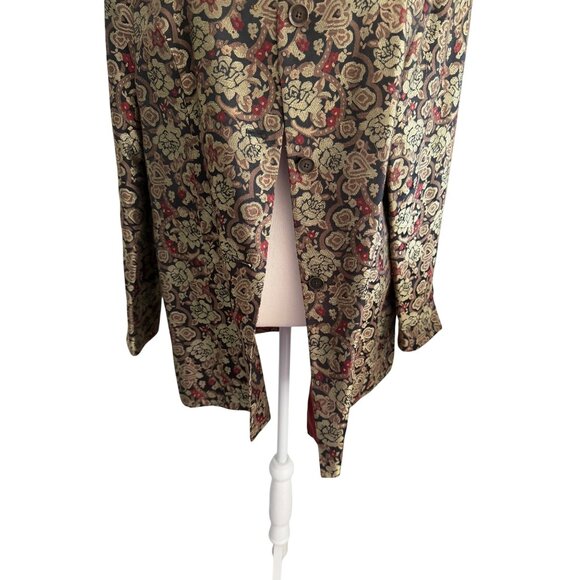 AMBER SUN Multicolor Brocade Rose Print Blazer Jacket Size Large - Picture 10 of 10